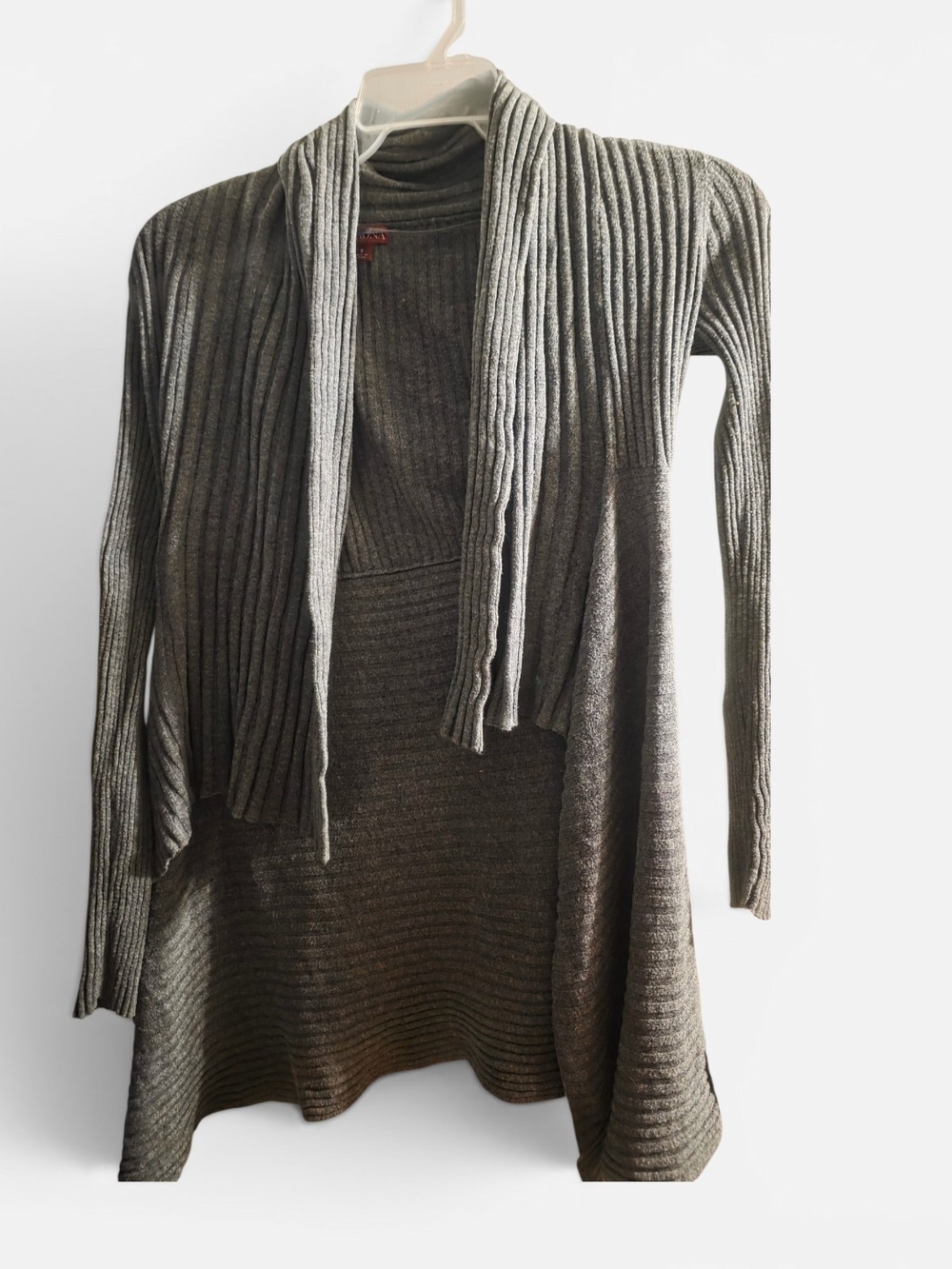 Ribbed Open-Front Women’s Sweater Cardigan - Gray